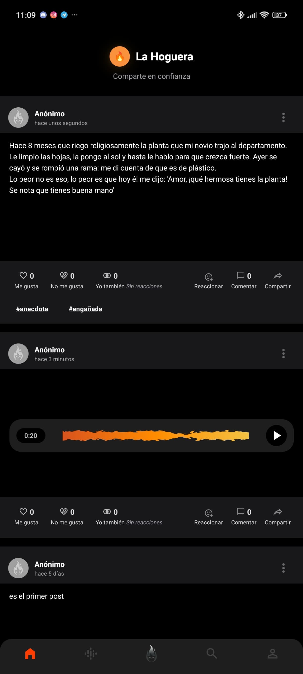 Captura de feed en La Hoguera
